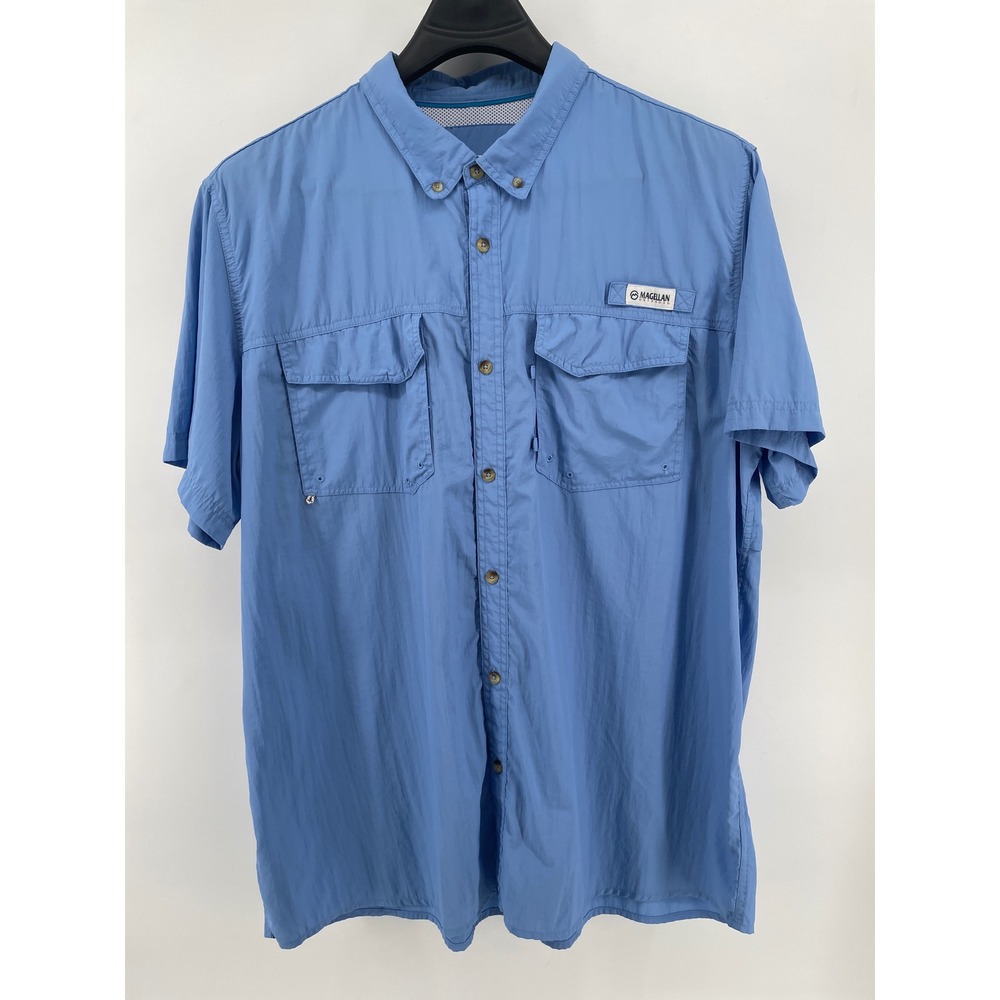 Magellan‎ Outdoors Fishing Shirt Mens 3XL Blue MagChill Angler Fit Short Sleeve